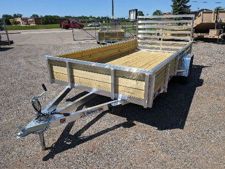 Silver Ox 7x14 Aluminum ATV Trailer with 18" Wood Sides – Rear Ramp